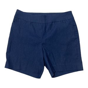 Kim Rogers Pull On Shorts Womens 12 Navy Blue High Rise Stretch Comfort EUC